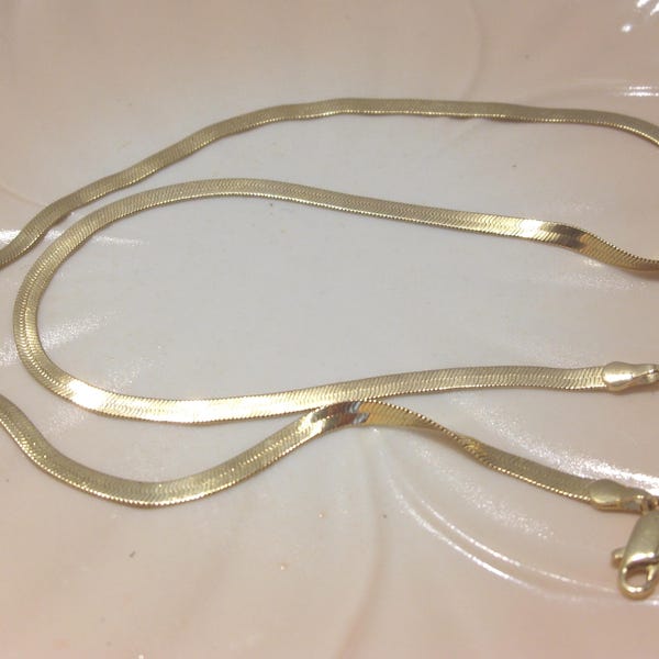 Herringbone Vintage Gold Tone Chain, 18"