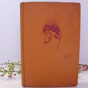 May include: An orange hardback book with a red illustration of a dog's head on the front cover.