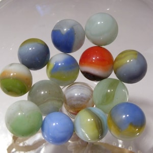 Agate and Glass Vintage Marbles Estate Find Group of Thirteen Lot #1 Collectible Gift, Birthday, Christmas, Father&#39;s Day Gift
