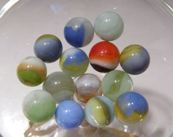 Agate and Glass Vintage Marbles Estate Find Group of Thirteen Lot #1
