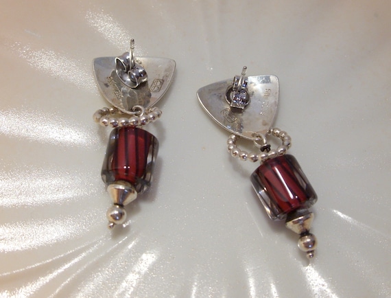 Sterling Silver Drop Dangle Pierced Post Earrings… - image 2