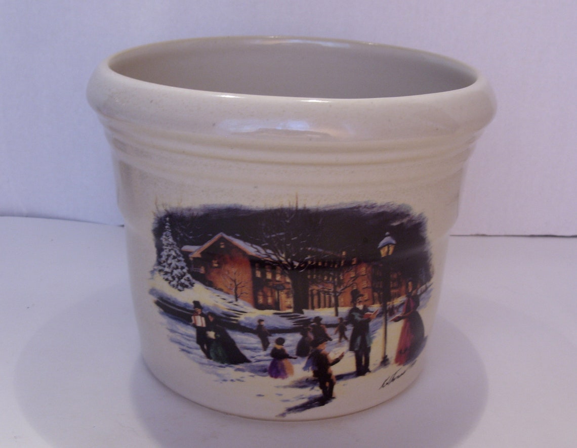 Zanesville Stoneware Hand Painted Gallon Crock Christmas Etsy