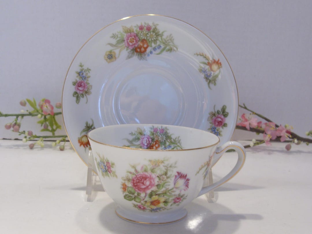 Vintage Aichi China Floral Tea Cup and Saucer: Made in Occupied