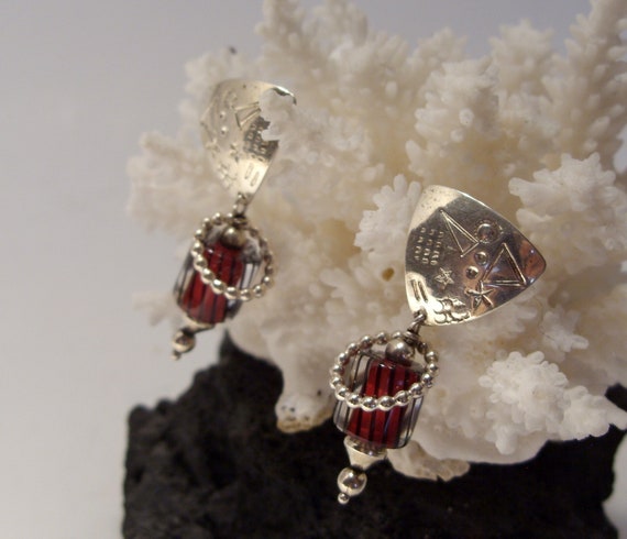 Sterling Silver Drop Dangle Pierced Post Earrings… - image 3