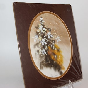Donna Watson Original 1978 Vintage Watercolor Signed and Dated with 8 x 10 Double Oval Mat in Brown and Tan, Beautiful Home Wall Decor, Gift