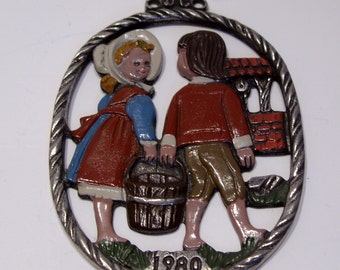 Kuhn Zinn Vintage Pewter Ornament, Jack and Jill, 1980