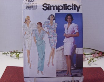 Simplicity Pattern 7922 UNCUT Two Piece Dress Pattern in Two Lengths 1990 Vintage Pattern Size Y (18-22) Evening Wedding Home Sewing Dress