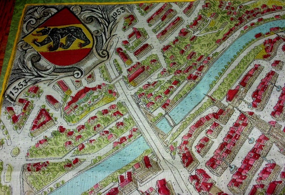 Bern 600 Year Anniversary Handkerchief Map of Ber… - image 6