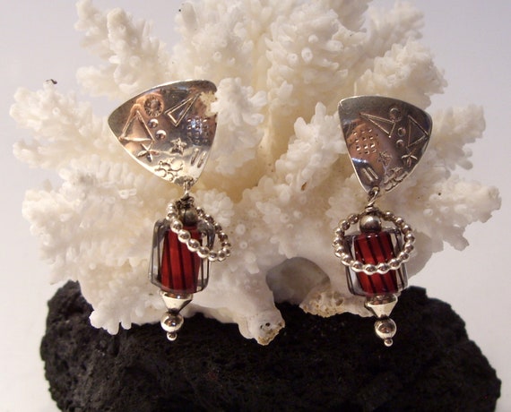 Sterling Silver Drop Dangle Pierced Post Earrings… - image 8