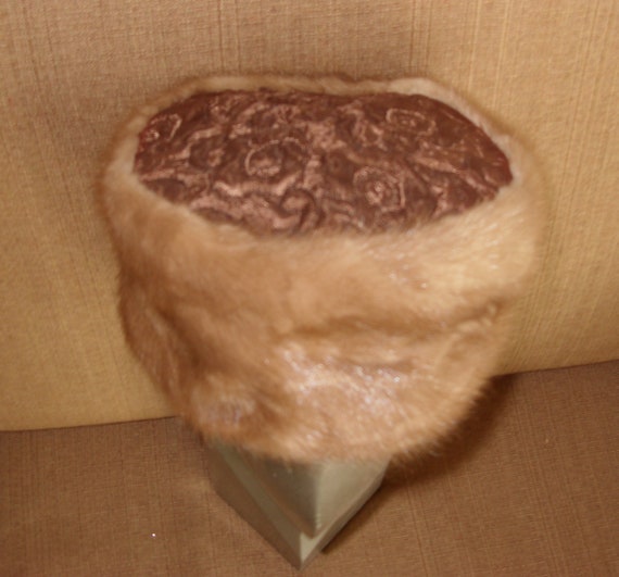 Coralie Vintage 1950's Mink Fur Hat with Quilted … - image 7