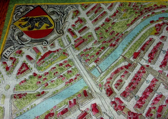 Bern 600 Year Anniversary Handkerchief Map of Ber… - image 2