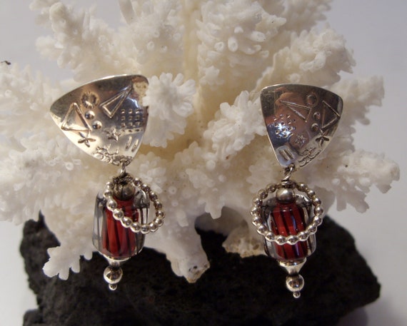 Sterling Silver Drop Dangle Pierced Post Earrings… - image 10