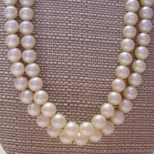 Vintage Faux Pearl Necklace: Two-Strand 10mm Bead, Made in Japan
