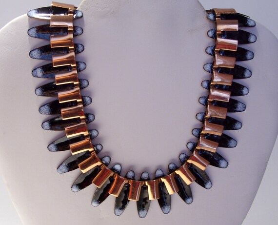 Renior Style Copper and Midnight Blue Enamel Trib… - image 3