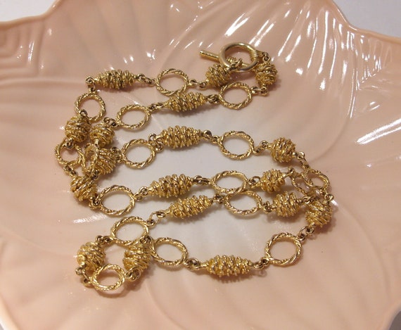 Gold Tone Textured Circle Link Necklace, FREE SHI… - image 10