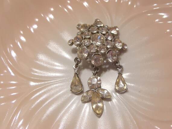 Art Deco Rhinestone and Pot Metal Brooch with Rhi… - image 1