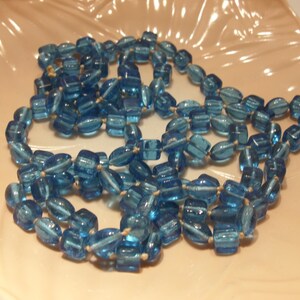 Vintage Turqoise Glass Bead Necklace Roaring 20's Style 52 " Long