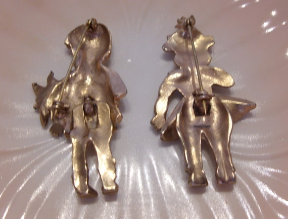 Gold Plated Moveable Boy and Girl Brooch Pins wit… - image 8