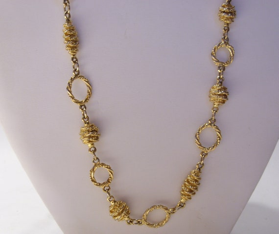 Gold Tone Textured Circle Link Necklace, FREE SHI… - image 1