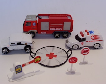 Vintage Hot Wheels Kentoy Emergency Vehicle Set: Rescue Truck, Ambulance,  Police Car