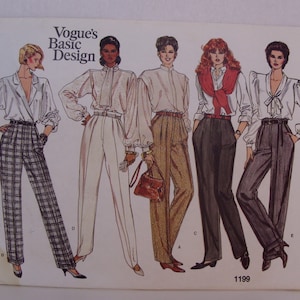 Vogue Pattern 1199 Size 10 UNCUT Slack, Pant Vintage 1980&#39;s Pattern, Vogue Basic Design, Home Sewing, Theatre Costume