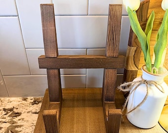 Wooden Cookbook Stand, Adjustable Recipe Holder, Rustic Kitchen Countertop Display