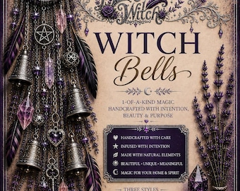 Pagan Witch Bells – Handmade Protection Door Bells, One-of-a-Kind Spiritual Home Decor, Custom Intention Bell