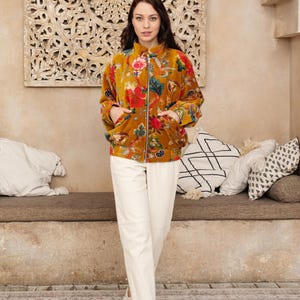 Velvet Floral Jacket Women, Boho Printed Velvet Coat, Vintage Style Short Jacket, Handmade Floral Jacket, Festival Wear Bohemian Outfit