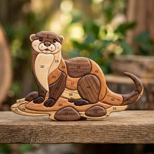 Otter Intarsia Pattern, Wildlife Woodworking Pattern, Animal Wood Art Template, DIY Intarsia Wood Pattern, Digital PDF