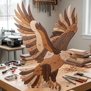 Soaring Eagle Intarsia Pattern PDF | Bald Eagle Woodworking Plan | Scroll Saw Pattern | DIY Wood Wall Art | Digital Download