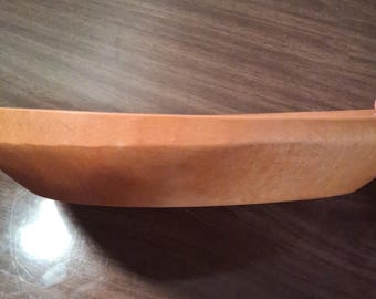 Hand Carved Wooden Bowl Artist Signed Circa 1985 Primitive Rustic Cabin