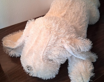 Peluche de cachorro Shaggy Dog de 22 pulgadas de BJ Toy, color crema, nuevo con etiqueta.
