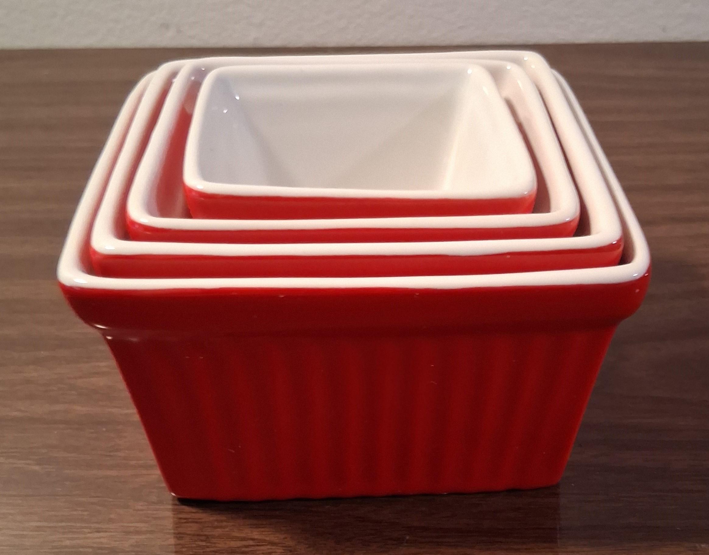 Red Rocqgroup Ramekin BIA Hand Glazed Nesting Ramekins Red Square Set of 4 Oven Safe - Etsy