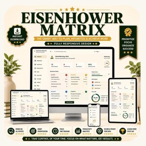 Eisenhower Matrix Digital Planner | Prioritäten-Aufgabenmanager, Fokus-Timer (Sofort-Download)
