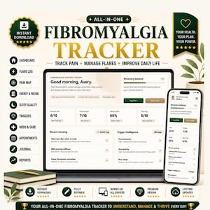 Fibromyalgia Tracker, Flare, Energy, Pain Log (Digital Download)