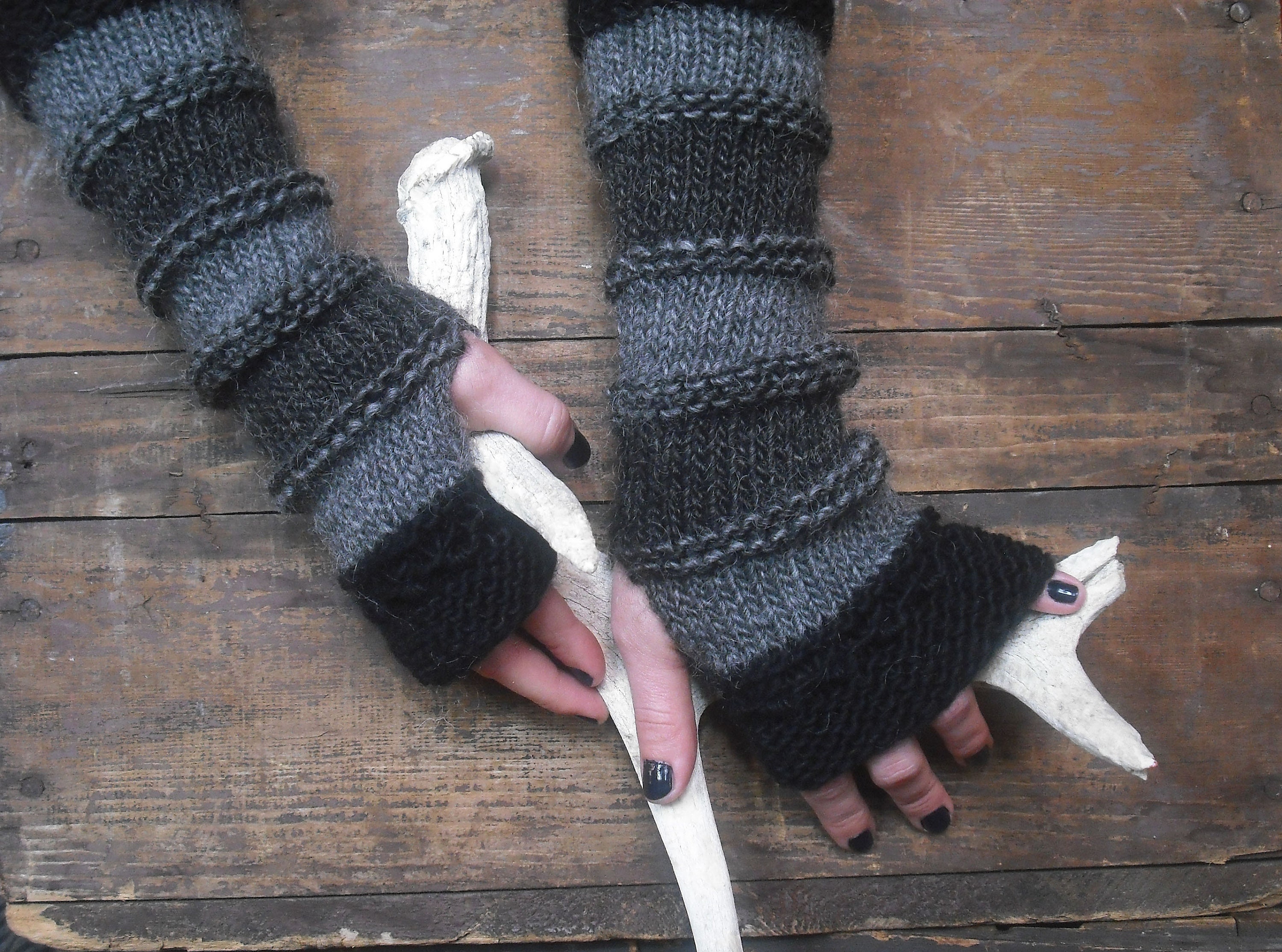 hand knitted fingerless gloves arm warmers