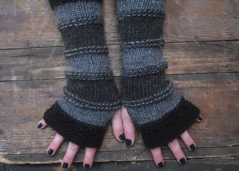 Gothic Arm Warmers Fingerless Gloves Knit Fingerless Gloves Etsy