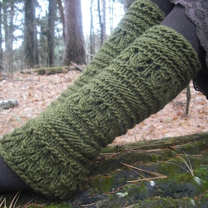 WOOL Leg Warmers, Knit Leg Warmers, Women&#39;s Leg Warmers, Green Leg Warmers, Chunky Leg Warmer, Festival Leg Warmers, Pixie Leg Warmers