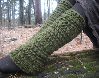 WOOL Leg Warmers, Knit Leg Warmers, Women's Leg Warmers, Green Leg Warmers, Chunky Leg Warmer, Festival Leg Warmers, Pixie Leg Warmers