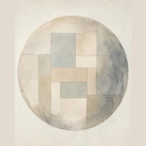 Quadro con luna Jogakbo / Stampa minimalista coreana in patchwork / Decorazione Japandi neutra / KJ08