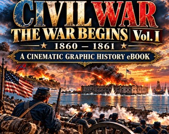 Amerikaanse Burgeroorlog Deel 1 | Grafisch geschiedenis-e-boek | De oorlog begint 1860-1861 | Digitale download PDF