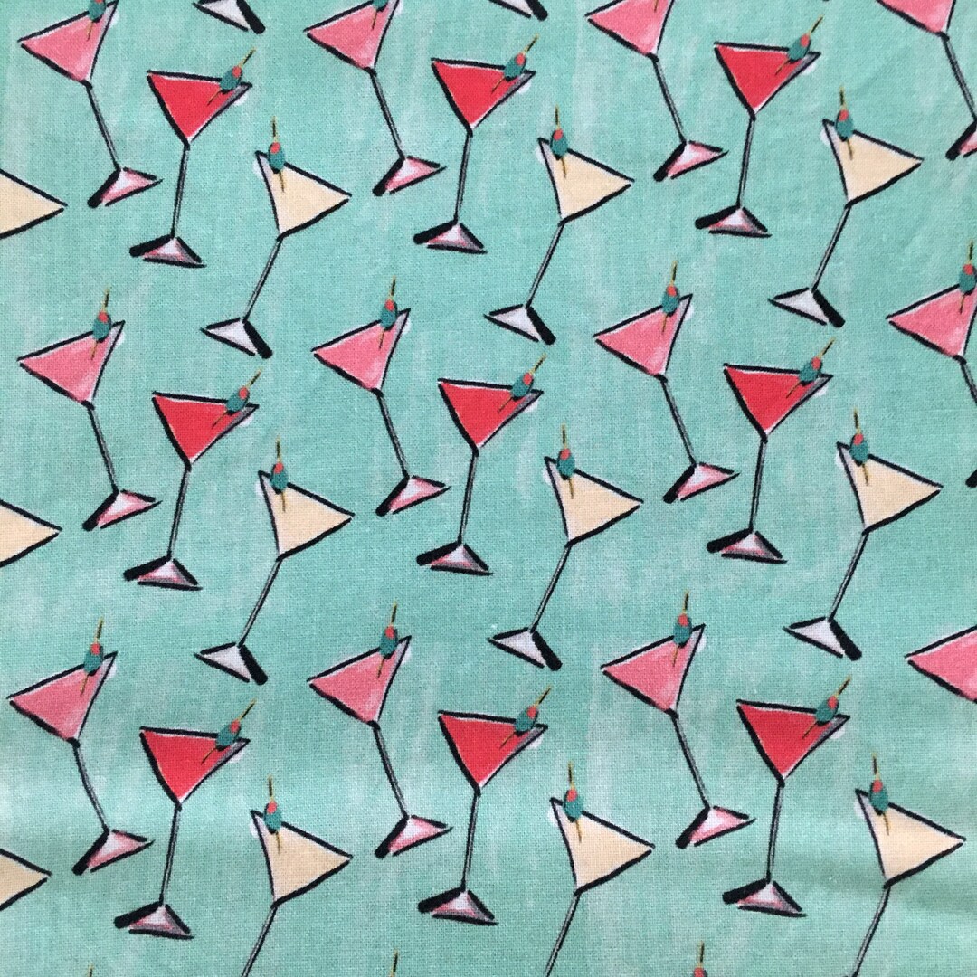 Martini Glass Fabricolivescocktail Partyhappy Hourladies Etsy