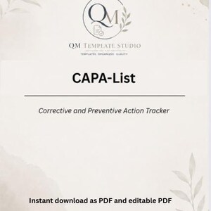 CAPA-List [EN] - Editable PDF Template for Quality Management