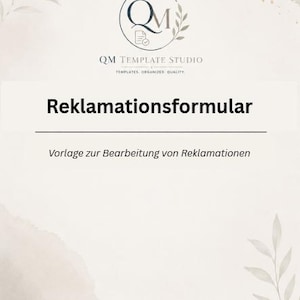 Reklamationsformular [DE] - bearbeitbare PDF Vorlage für Qualitätsmanagement