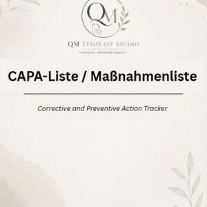 CAPA List / Action Plan [DE] - Editable PDF Template for Quality Management