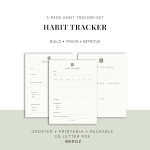 Planificador de hábitos imprimible, hoja de trabajo para crear hábitos, planificador mensual de hábitos, PDF para la función ejecutiva en el TDAH