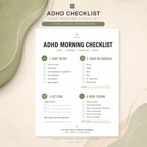 ADHD Morning Checklist, Executive Function Support, Routine Printable (Digital PDF)