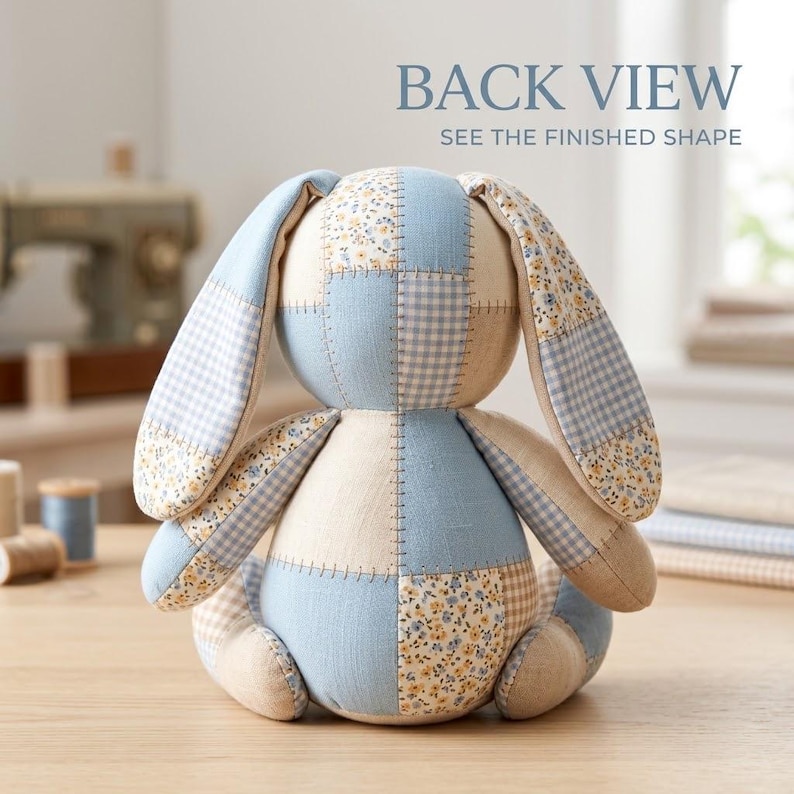Memory Bunny Sewing Pattern, Patchwork Rabbit PDF Pattern, Stuffed Animal Pattern, Plush Bunny Toy, DIY Soft Toy Sewing Pattern image 2