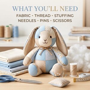 Memory Bunny Sewing Pattern, Patchwork Rabbit PDF Pattern, Stuffed Animal Pattern, Plush Bunny Toy, DIY Soft Toy Sewing Pattern image 5