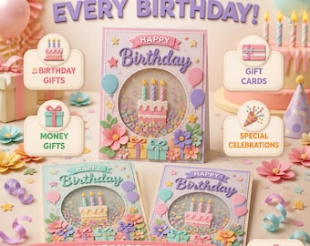 Tarjeta de regalo de cumpleaños en efectivo imprimible en PDF Plantilla de tarjeta de regalo en efectivo Tarjeta de regalo DIY